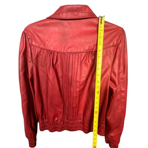 JohnPaulRichard Red Faux Leather Bomber Jacket Size Large - Picture 6 of 10